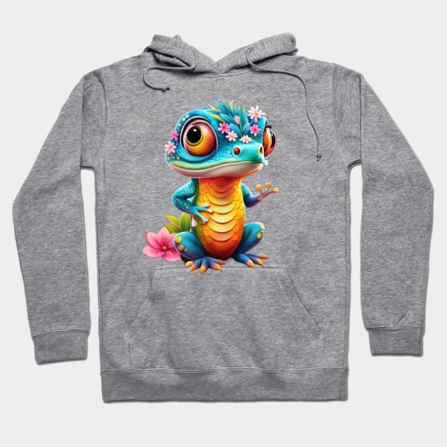 Lizard's Floral Fantasy Hoodie by TooplesArt